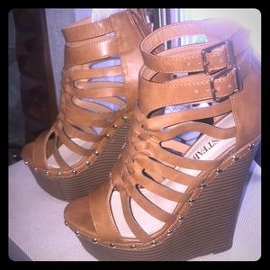 Brown Wedges with Buckles. Never worn before!